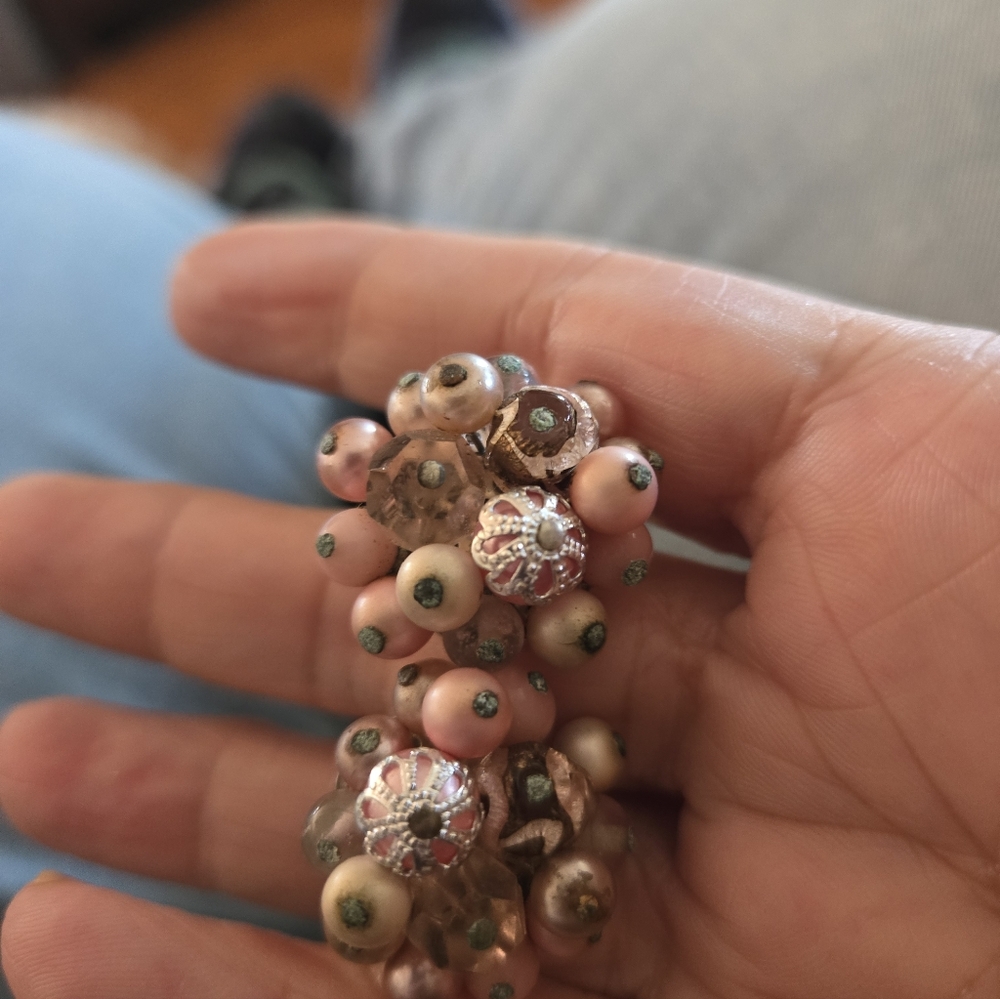 Elegant Pink and Gold Beaded Earrings